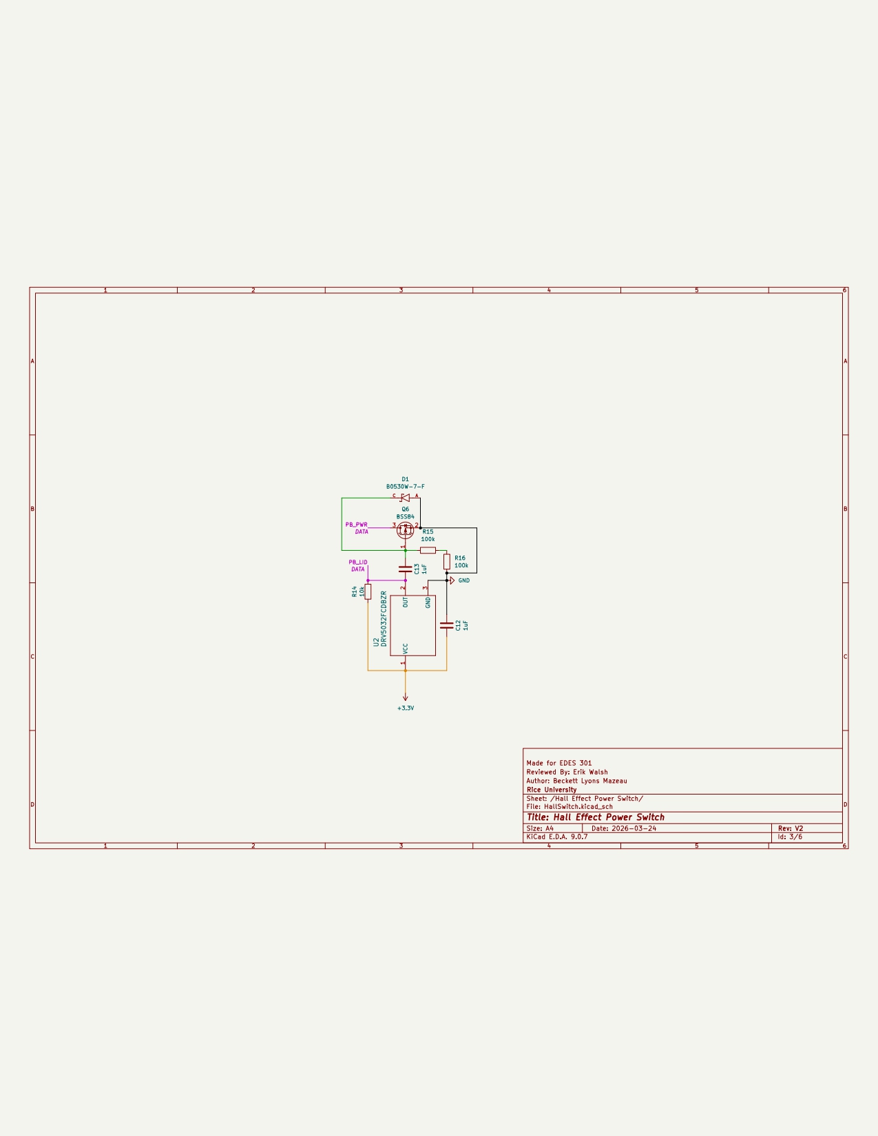 STIK-eNote V2 schematic sheet 3 of 6 — Hall Effect Power Switch
